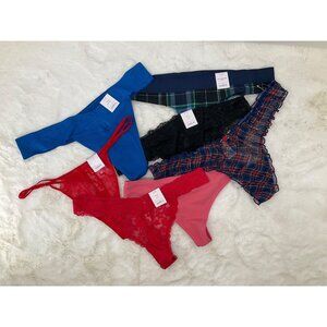 Auden size XL (16) THONG lot 7 pairs Women's NEW Cotton & Lace